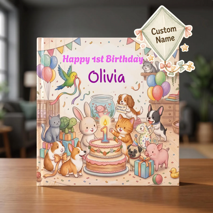 Personalized First Birthday Book, Custom Baby Animal Story