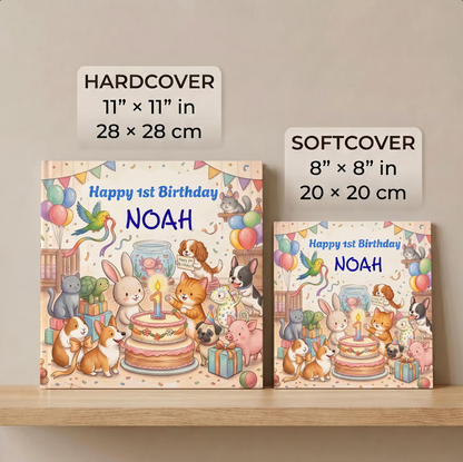 Personalized First Birthday Book, Custom Baby Animal Story
