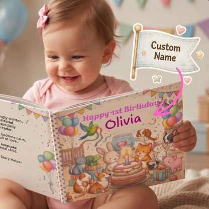 Personalized First Birthday Book, Custom Baby Animal Story
