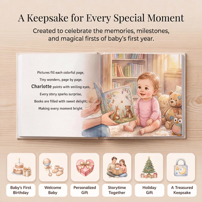 1st Birthday Gift Personalised Book, Custom Name One Year Old, Personalized Baby Birthday Keepsake