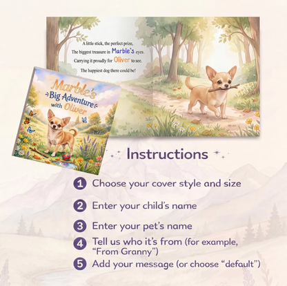 Custom Pet Adventure Book, Personalized Dog Book with Name