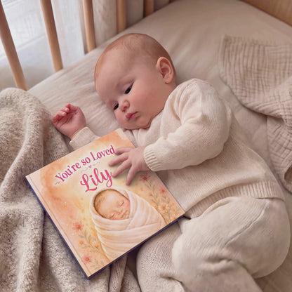 You’re So Loved Custom Name Book, Newborn Book, First Year Keepsake Gift