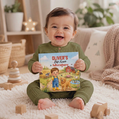 Personalized Farm Adventure Book, Custom Name Story, Toddler Birthday Gift (Hardcover)