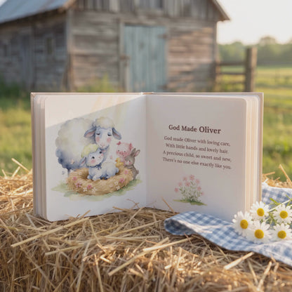 Custom Christian Baby Book with Name, God Loves You Bible Storybook