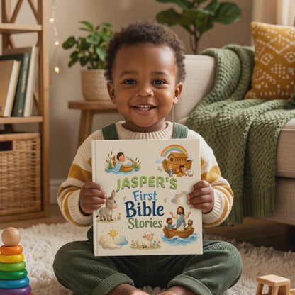 Personalized First Bible Stories Book with Name, Christian Baby Book