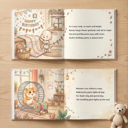 Personalized First Birthday Book, Custom Baby Animal Story