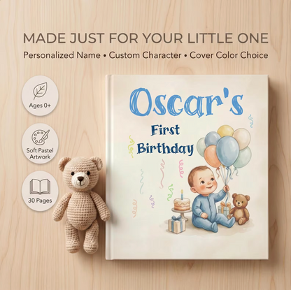 Personalized 1st Birthday Book, First Birthday Gift for Baby