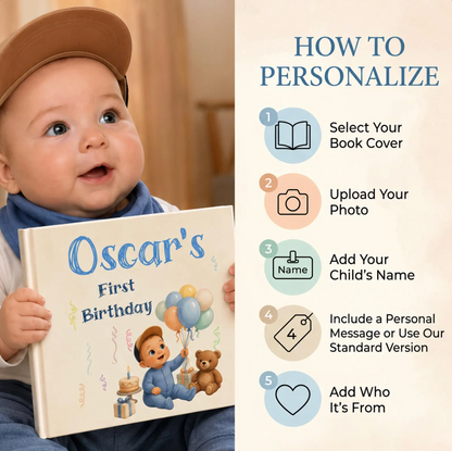 First Birthday Book Character Created from Your Child's Photo