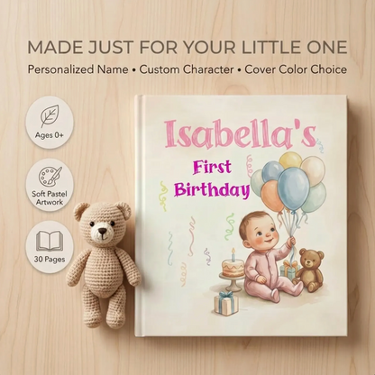 1st Birthday Gift Personalised Book, Custom Name Storybook, One Year Old Keepsake